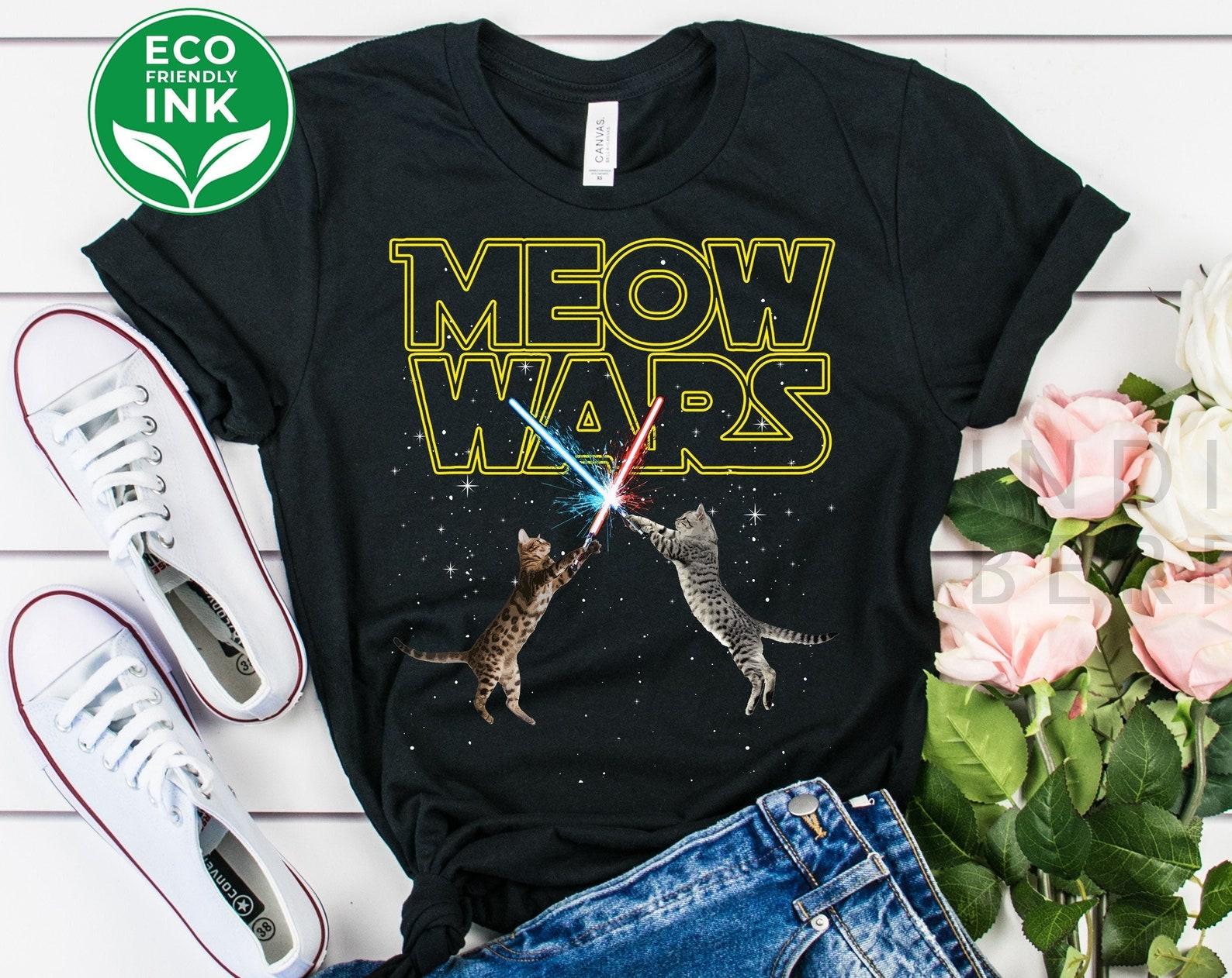 Meow Wars Shirt, Funny Star Wars Parody Gift, Cat Shirt, Cat Lovers, Funny Cat Saying, Cute Cate Tee, Cat Lady Shirt, Kitty cat Shirt S