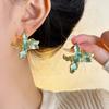 1 Pair Zinc Zinc Alloy Enamel Iris Earrings Luxury Metal Flower Ear Studs Golden and Silver Earrings  Holiday