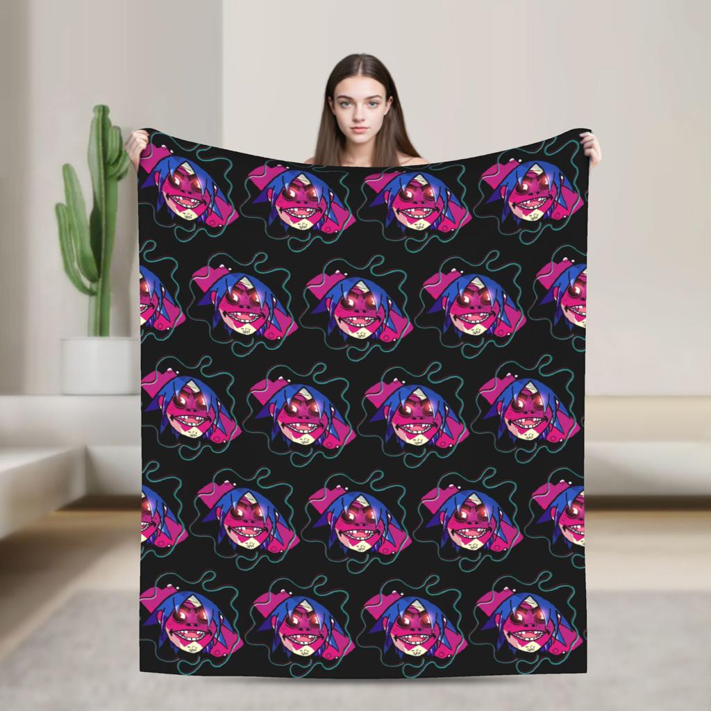Gorillazs Punk Rock Blanket Super Warm Aesthetic Plush Throw Blanket For Couch Chair Sofa Bed Travel Flannel Bedspread Bed Cover