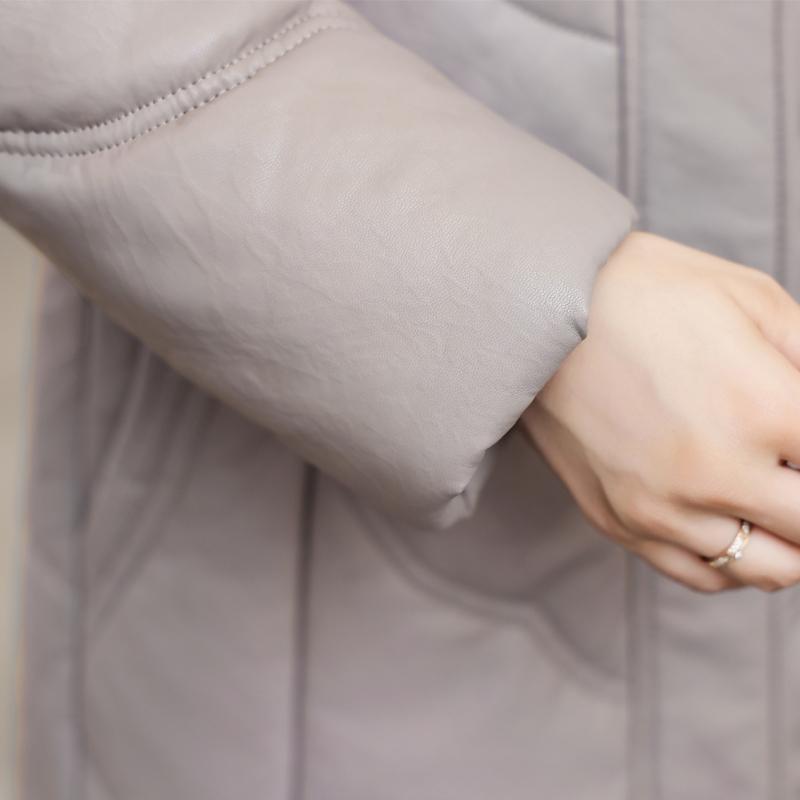 Middelbare leeftijd Vrouw Winter Faux Schapenvacht Jassen Capuchon Bontkraag Elegant Dik Warm Winter Lange Parka's Dames Leren Jas