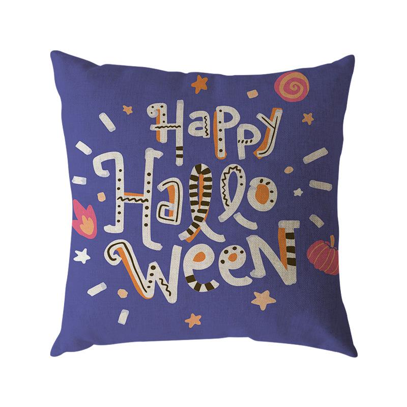 Funda de Almohada de Lino de Halloween Impresión Digital Decoración Festival de Halloween Almohada para Sofá
