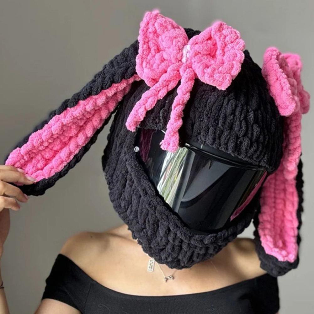 Rabbit Ear Winter Plush Cover Motorcycle Helmet Accessories Motocross Full Face Woman Helmet Decoration Helmet Cosplay Styling