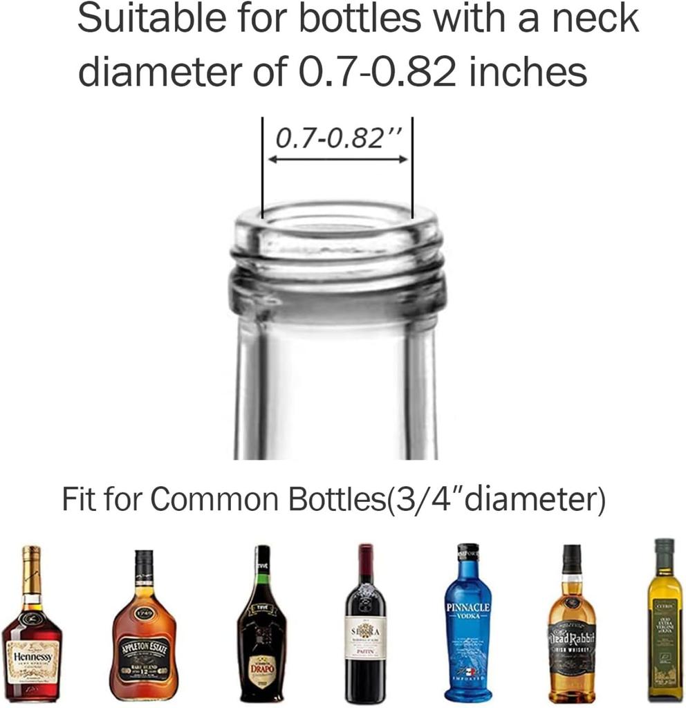2PC Olive Oil Bottle Pourer Spout Set Easily Turn Your Bottles Into Dispensers for Liquor, Vinegar, Syrup or Oils .