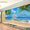 Strand-Kokosnussbaum-Wandbild, Meerblick, individuelle Fototapete für Wohnzimmer, Schlafzimmer, Wanddekoration, 3D-Wohnkultur