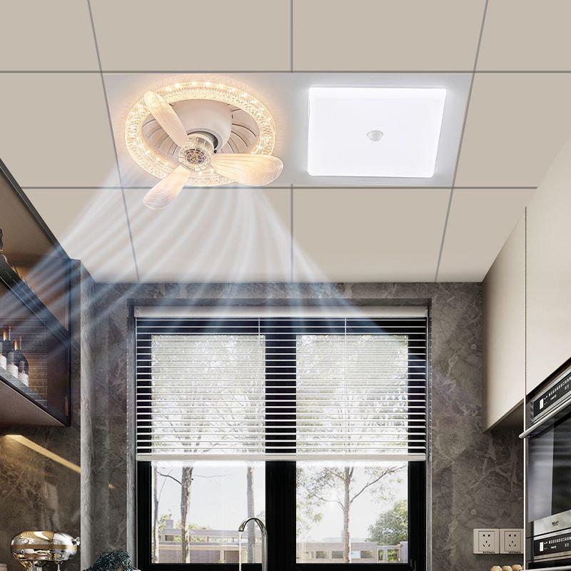 Modern Minimalist Integrated Kitchen Fan with Eye-Protection Light and Bathroom Recessed Oscillating Electric Fan Light