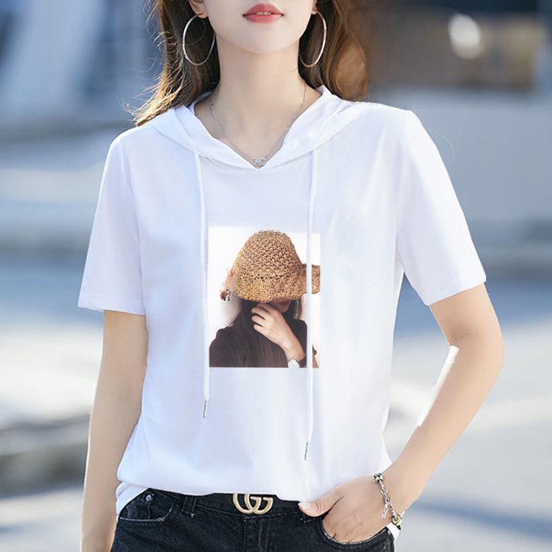 2025 Sommar Dam Kortärmad Lös Casual Huvtröja - Koreansk Trend