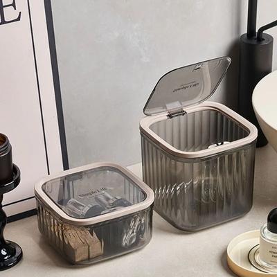 Push-type Mini Desktop Trash Can Transparent Countertop Waste Bin Household Bedroom Bedside Garbage Storage Bin Home Supplies