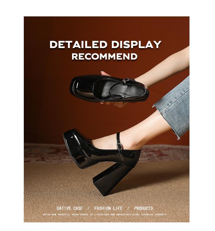 2025 Autumn New JK High-heeled Mary Jane Waterproof Platform Thick-heeled High-heeled Shoes Small Leather Shoes Spring and Autumn Round Head Sing