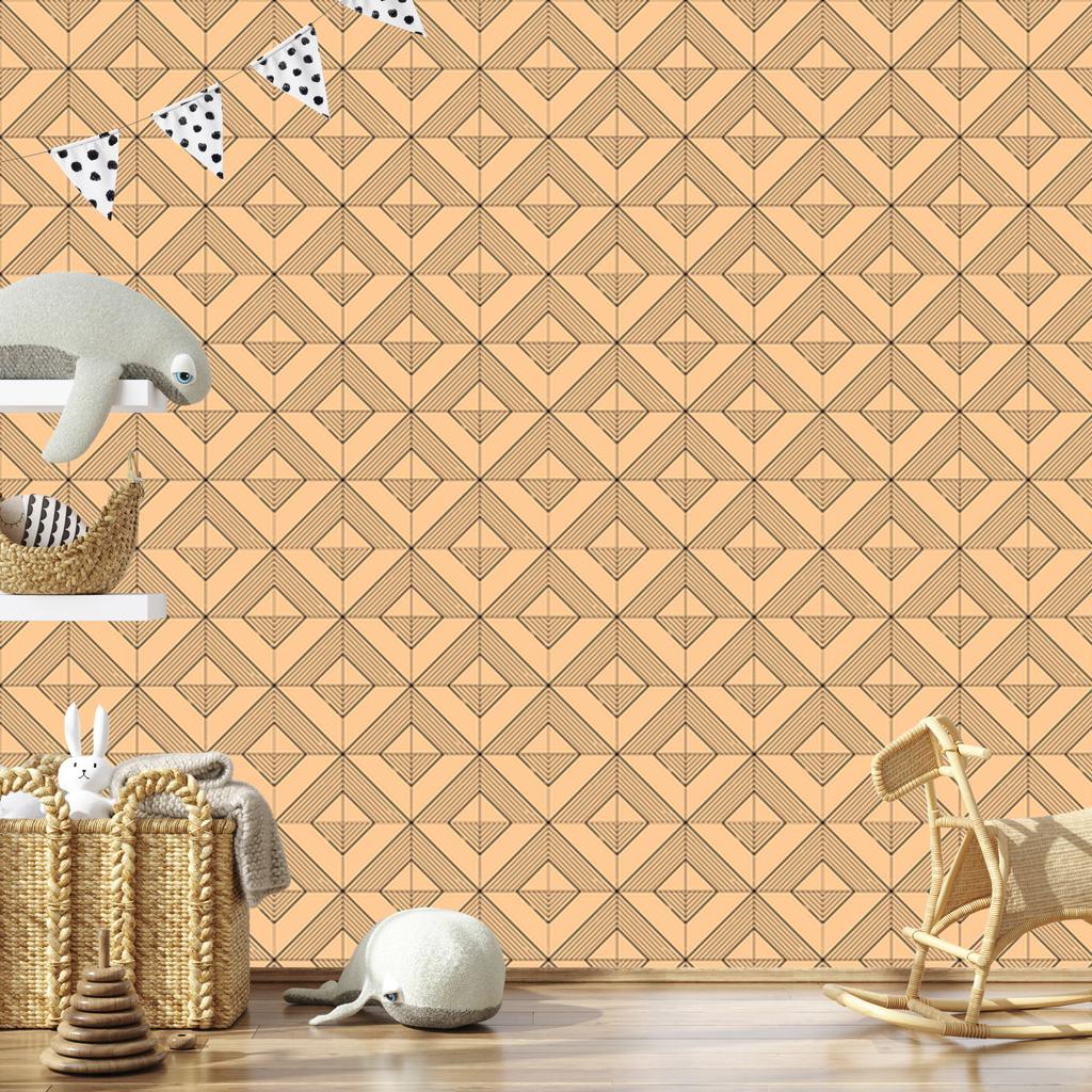 Geometric Diamonds Wallpaper Gold and Cream for Living Room and Bedroom 50x1000