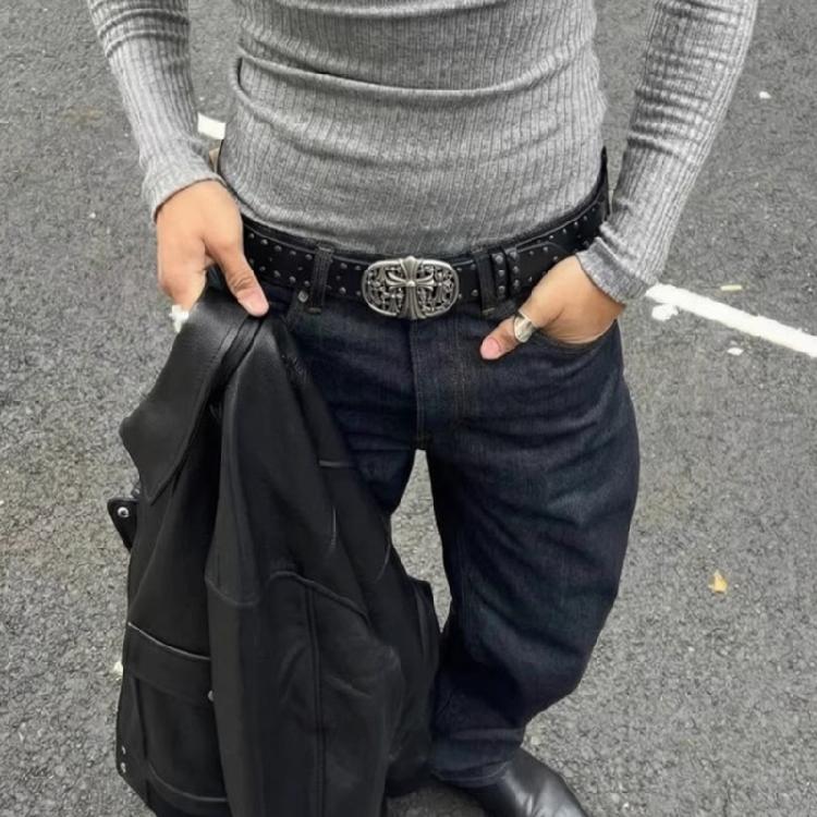 Classical Engraved Waist Strap With Metal Hardware Press Buckles Waistband For Women Men Western Styles Waist Decoration