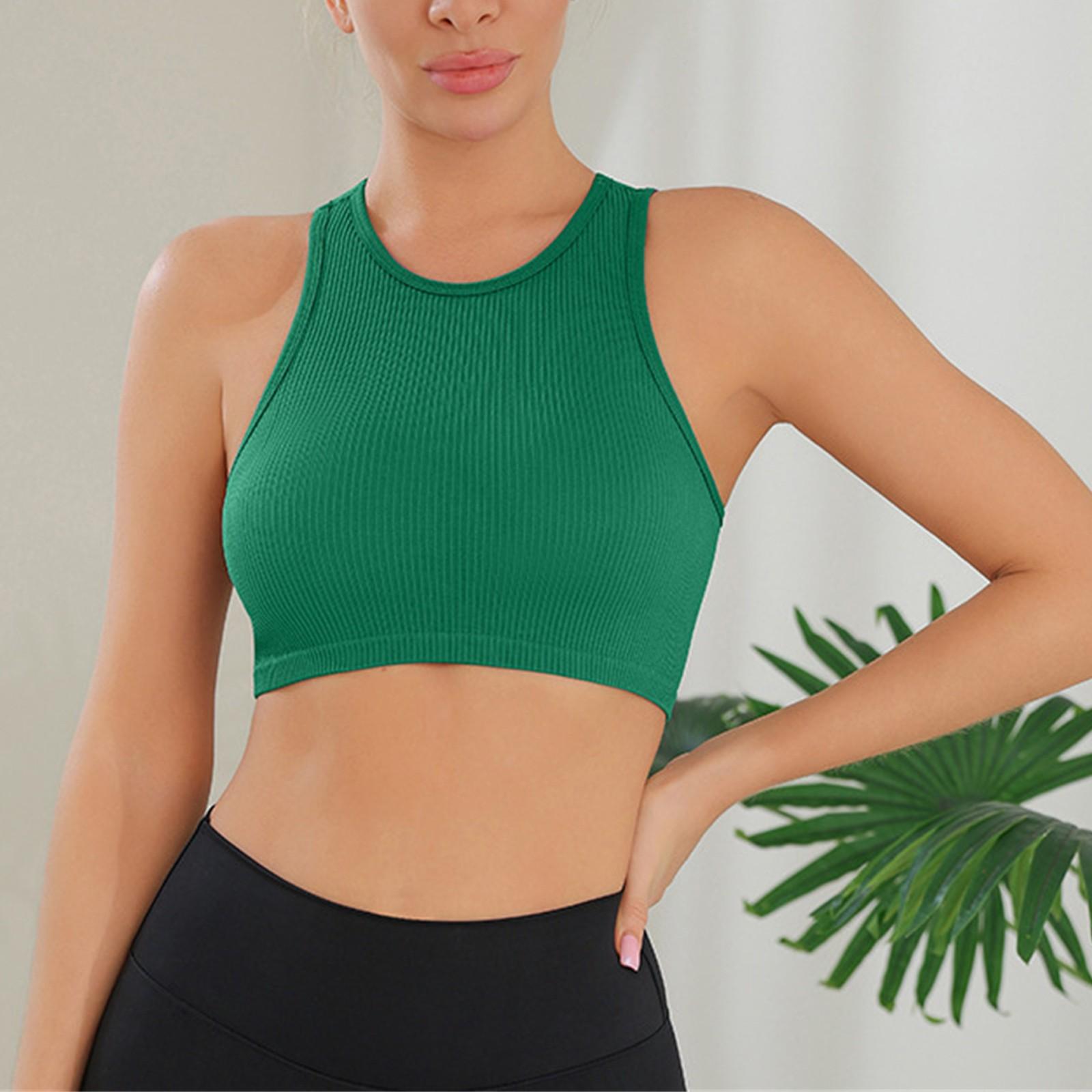 

Жіночий модний нитковий жилет для йоги безшовної в язки Біг Спортивний обтягуючий фітнес Жилет для йоги Топ L зелений