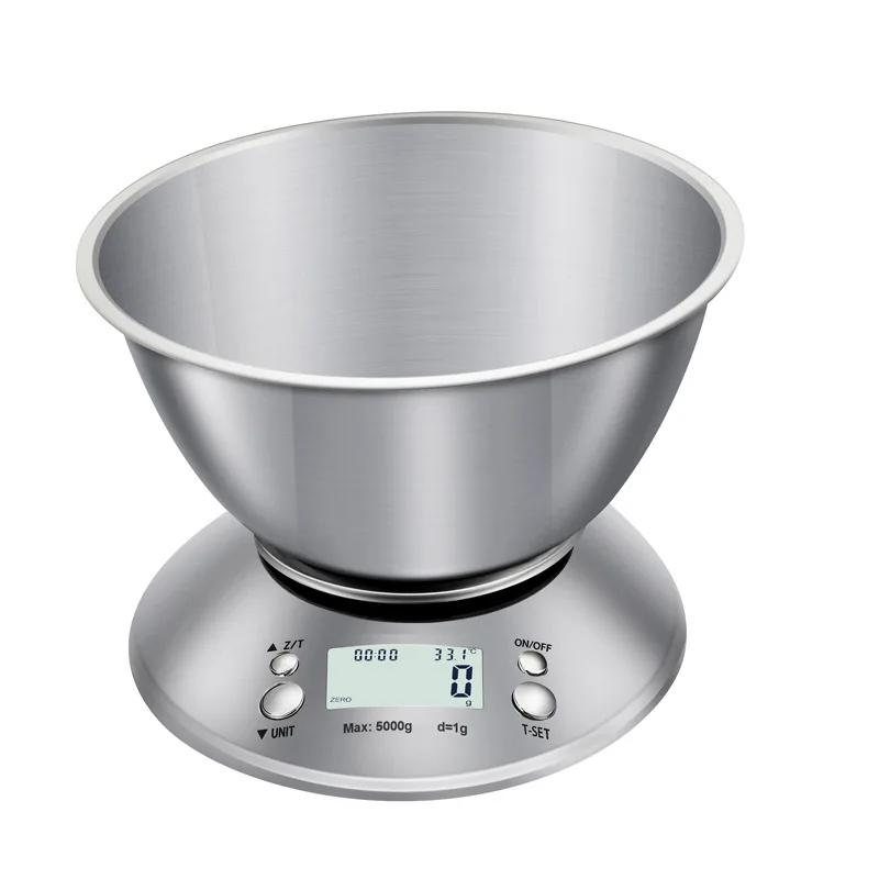 Stainless Steel Kitchen Scale with Tray, Hd LCD Digital Display, Automatic Shutdown, Accuracy 1g,max Weighing 5kg