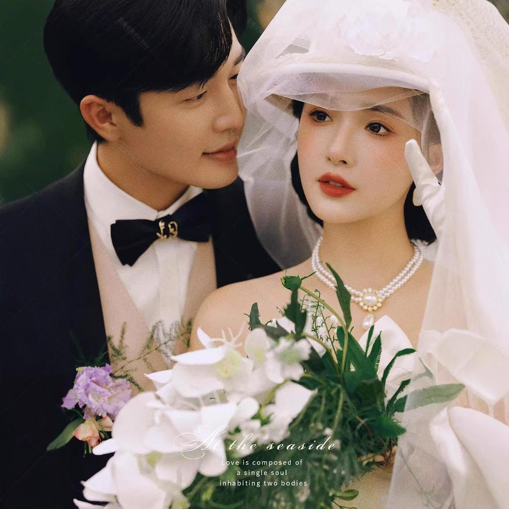 Французька ретро весільна сукня парна сукня біла легка весільна сукня