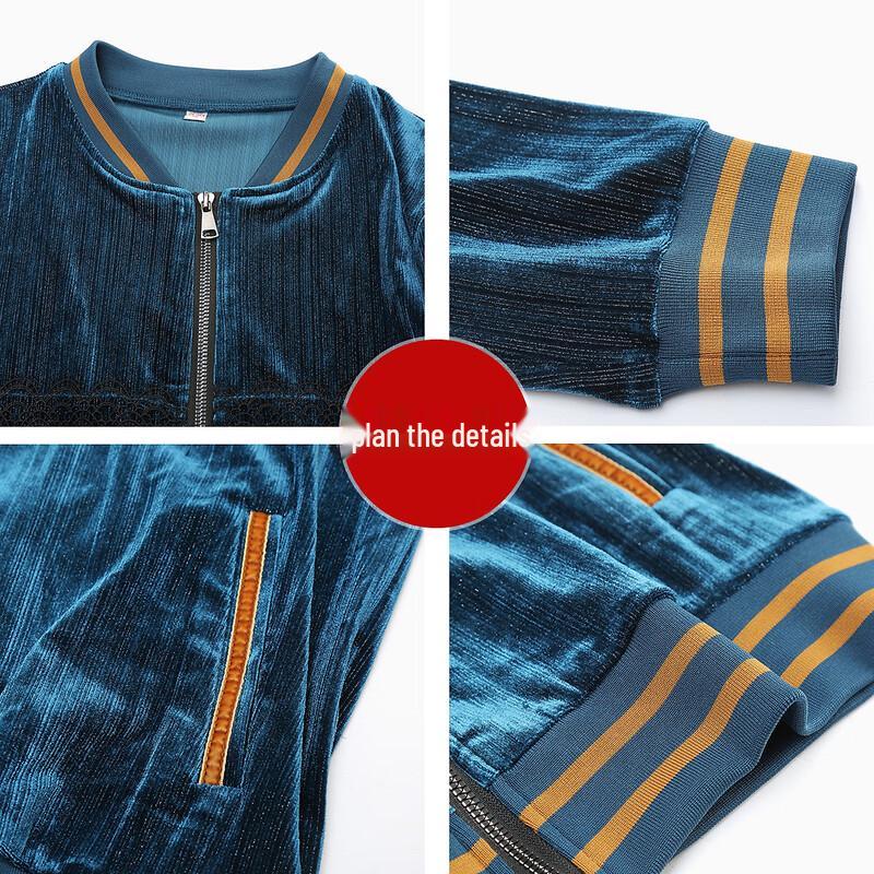 Women's Gold Velvet Autumn Sportswear Set