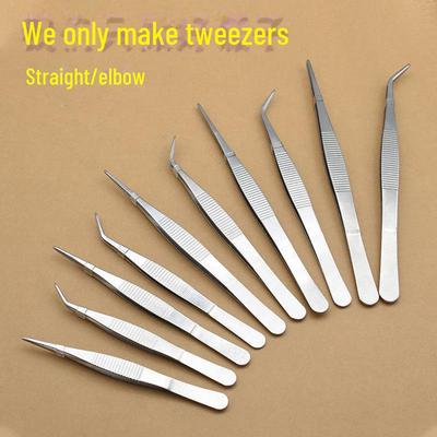 Stainless Steel Anatomical Tweezers for Biology Experiments - Straight & Elbow Clamps
