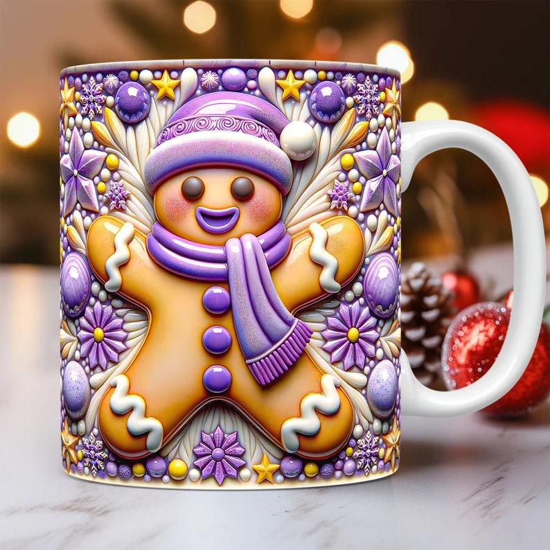 3D New Christmas Christmas Gingerbread Man Ceramic Coffee Mark Cup Tea Cup Gingerbread