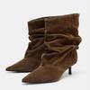 Winter Pointed Toe Ankle Boots Women Pleated Short Boots Elegant Designer Ankle Boots for Women Size 35-42