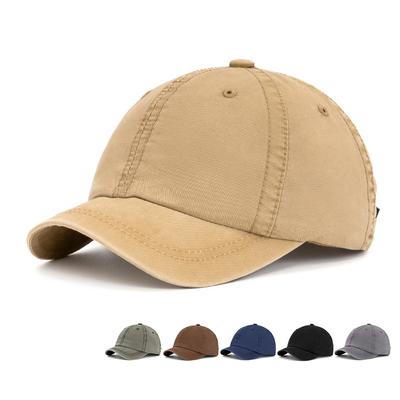 Summer Short Brim Baseball Cap Retro Solid Color Cotton Cap Men Sun Hat