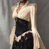Cf25241 Dark Style V-Neck Palace-Style Long-Sleeved Top 2025 New Gothic Style Fashion Retro Shirt for Women