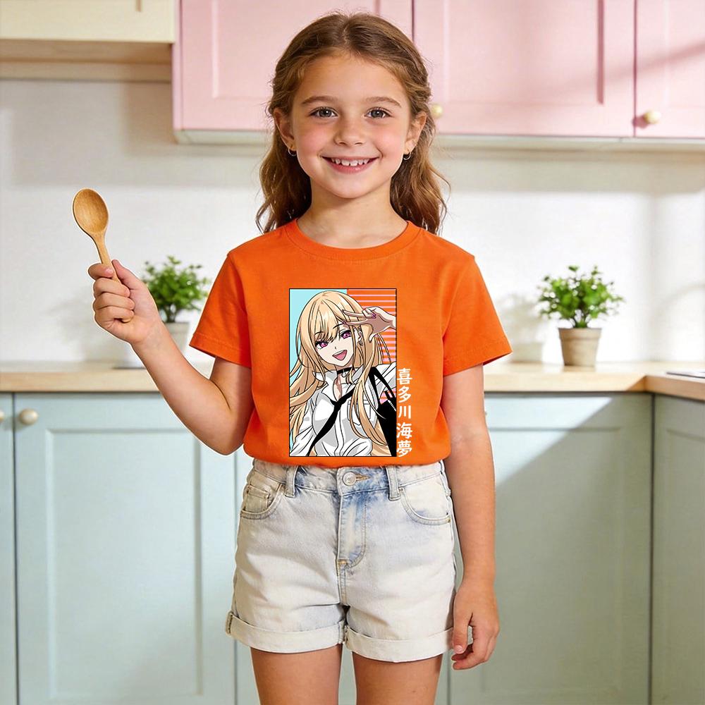 Cotton Kids T Shirt My Dress Up Darling Marin Kitagawa Anime Print Short Sleeve Tee for Boys Girls Summer Clothes