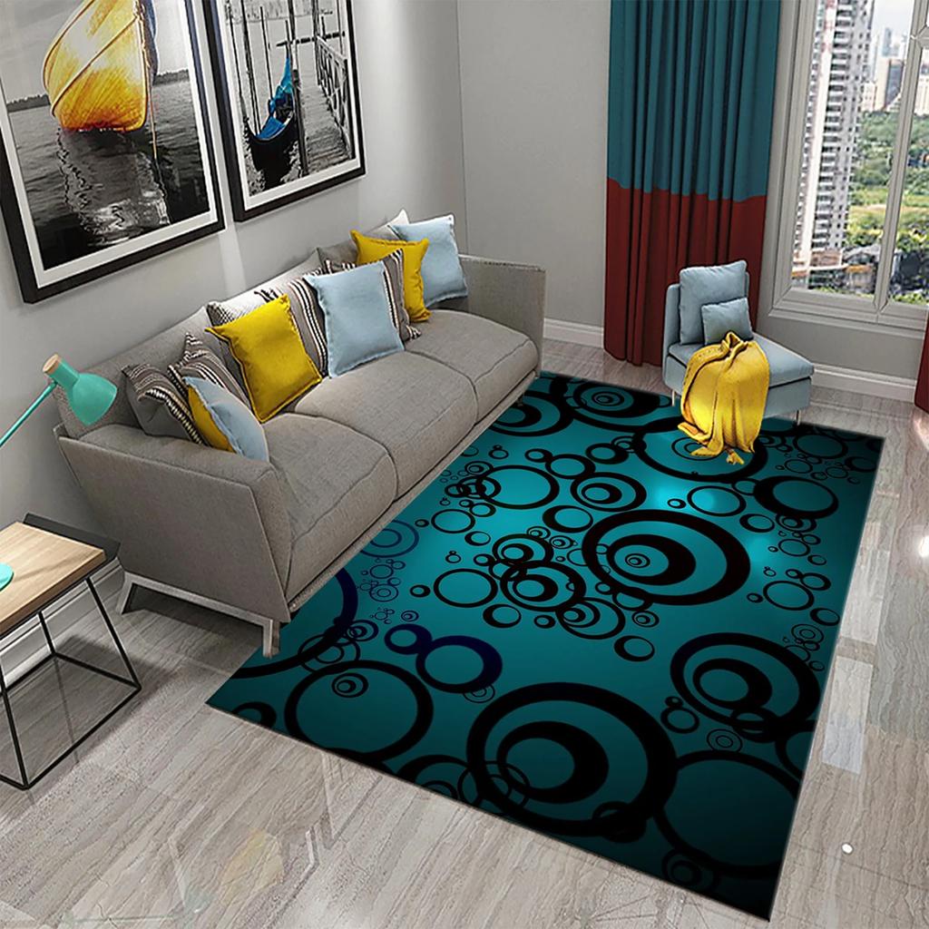Colorful Lines Circle Geometry Texture Carpet for Bathroom Kitchen Entrance Doormats Anti-slip Rugs Bedroom Decor Floor Carpet