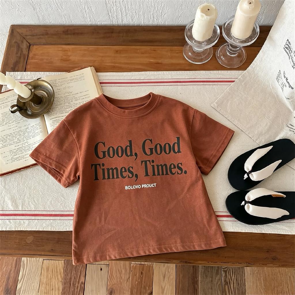 Print Letters Children's T-shirt Summer Clothing Fashion Simple Kids Short Sleeve Tops Tees Baby Girl Boy Casual Crewneck Tshirt