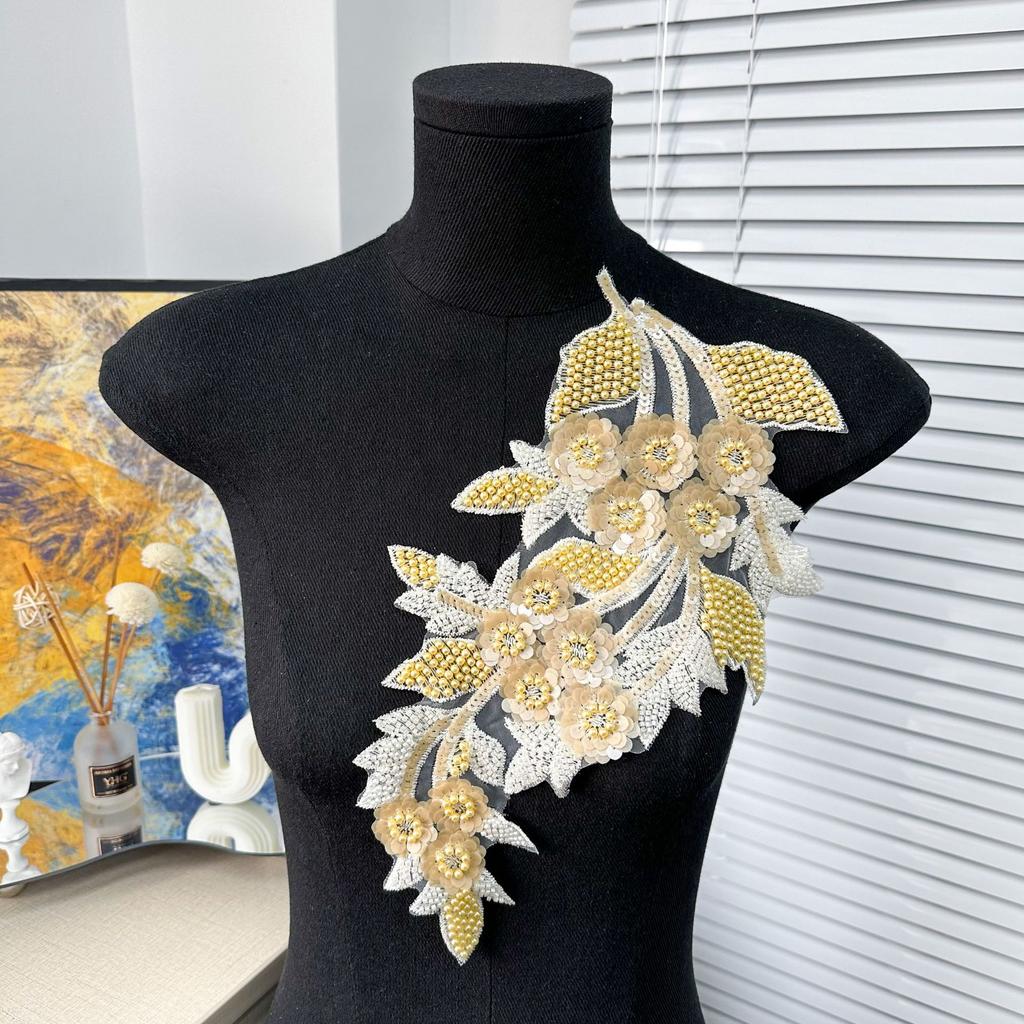 Mesh Sequin Embroidery Diy Applique Wedding Dress Dress Clothing Accessories Decorative Flower Cloth Sticker