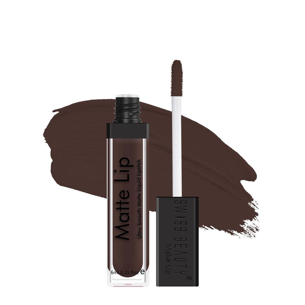Swiss Beauty Ultra Smooth Matte Liquid Lipstick, Coffee 302-11, 6ml - Smooth Lip Color, Weightless Finish, Silky Matte Finish, Iconic Lip, Matte Fin