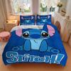 Stitch'S Blue Adventure Print 3Pcs Bedding Setduvet Cover With 2 Bedropillowcase Home Birthday Gift