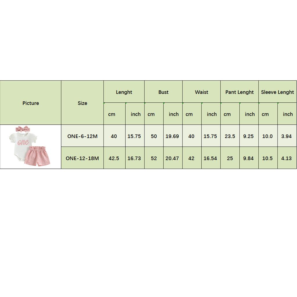 Baby Girls 1st Birthday Outfits Letter Short Puff Sleeve Romper with Plaid Print Shorts and Headband