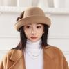 Women's Retro Wool Felt Bucket Hat - Elegant Folded Brim for Autumn/Winter