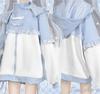 Jundakara Light Blue Long Subculture Angel Sickly Color Loose Size M Women's Hoodie, Sleeve, Style, Wings, Hooded, Ruffles, Angelic, Cute, Block,