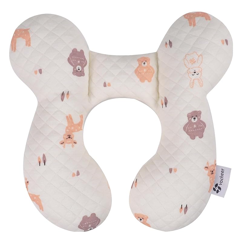 vocheer Baby Neck Pillow(Upgraded), Cotton, Baby Support Pillow, Car Seat Pillows for Newborn, Carseat Head and Body Support, Infant Travel Pillows Deers