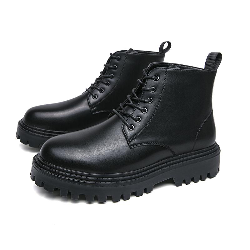 

Мужские кожаные ботинки хай-топ с круглым носком Классический минималистичный дизайнерский стиль Офис отдых на открытом воздухе прогулки мотоциклетные мужские ботинки 44 чёрный
