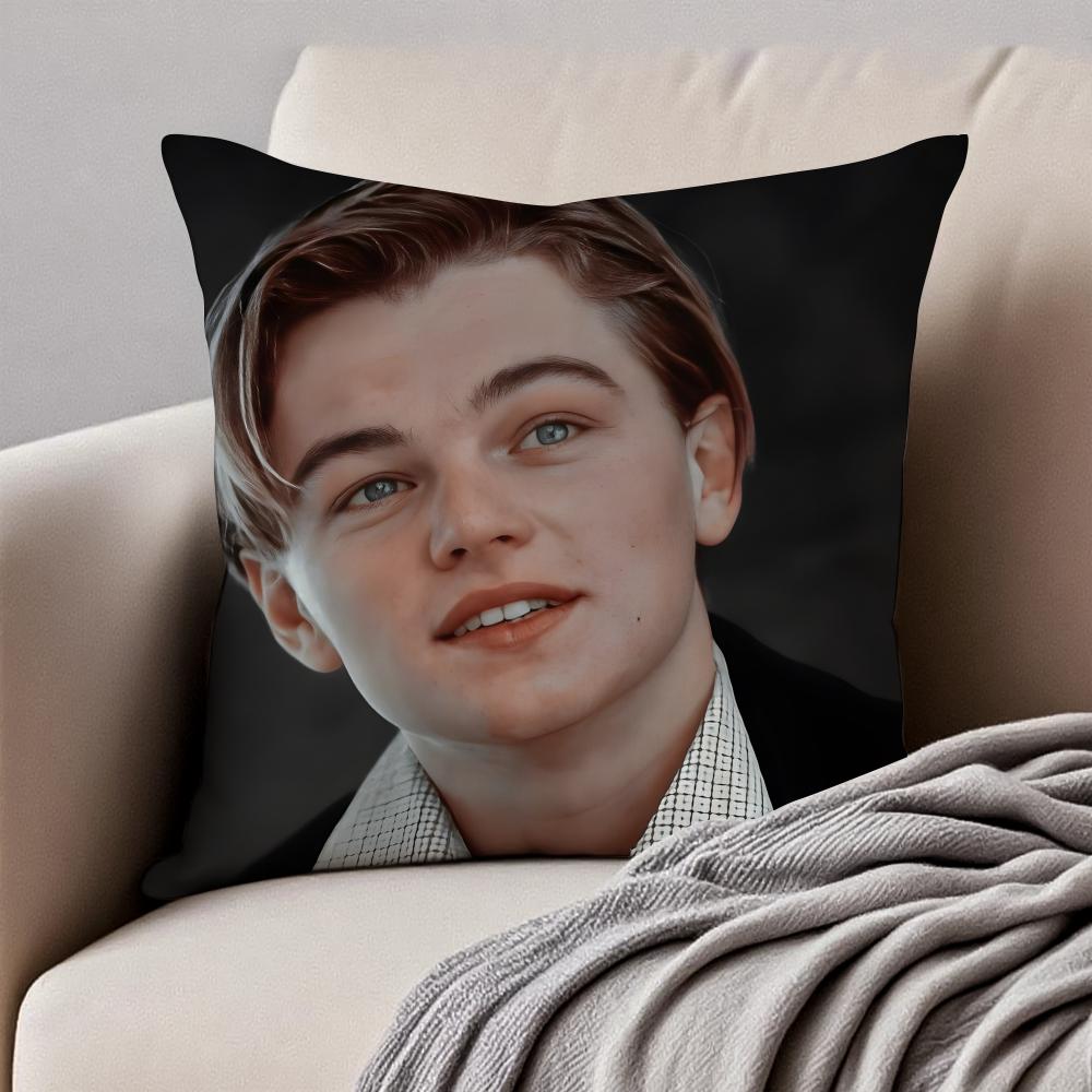 Handsome Actor lLeonardo DiCaprio Cushion Cover Pillowcase Antidustmite Invisible Zipper Short Plush Sofa Cushion