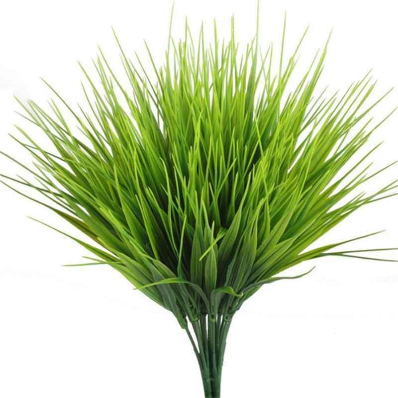 5PCS Artificial Plants Plastic Twigs Green Grass Fake Plants Twigs Leaves Grass Flower Arrangement Wedding Party Home Decor