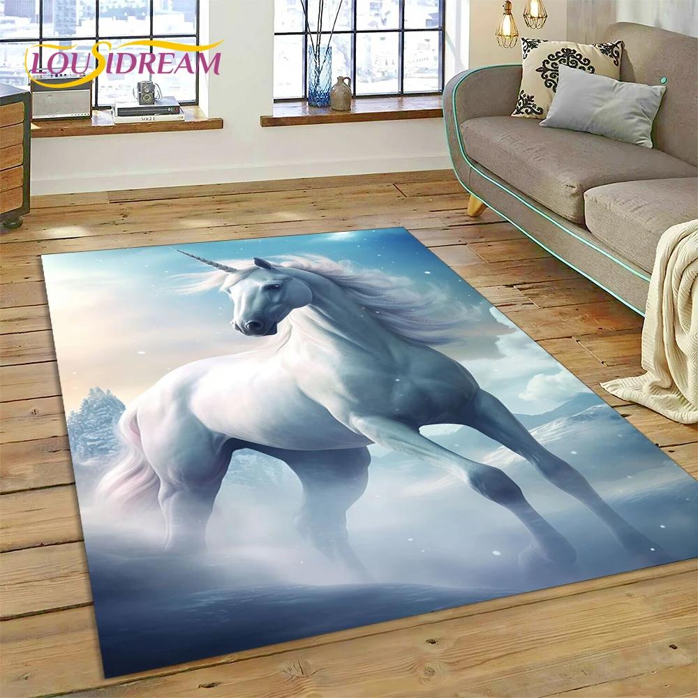 Dywan z kreskówkową, uroczą, jednorożcem, prezentem, dywanem do domu, salonu, sypialni, sofy, wycieraczką, dywanikiem do zabawy dla dzieci, antypoślizgową matą podłogową