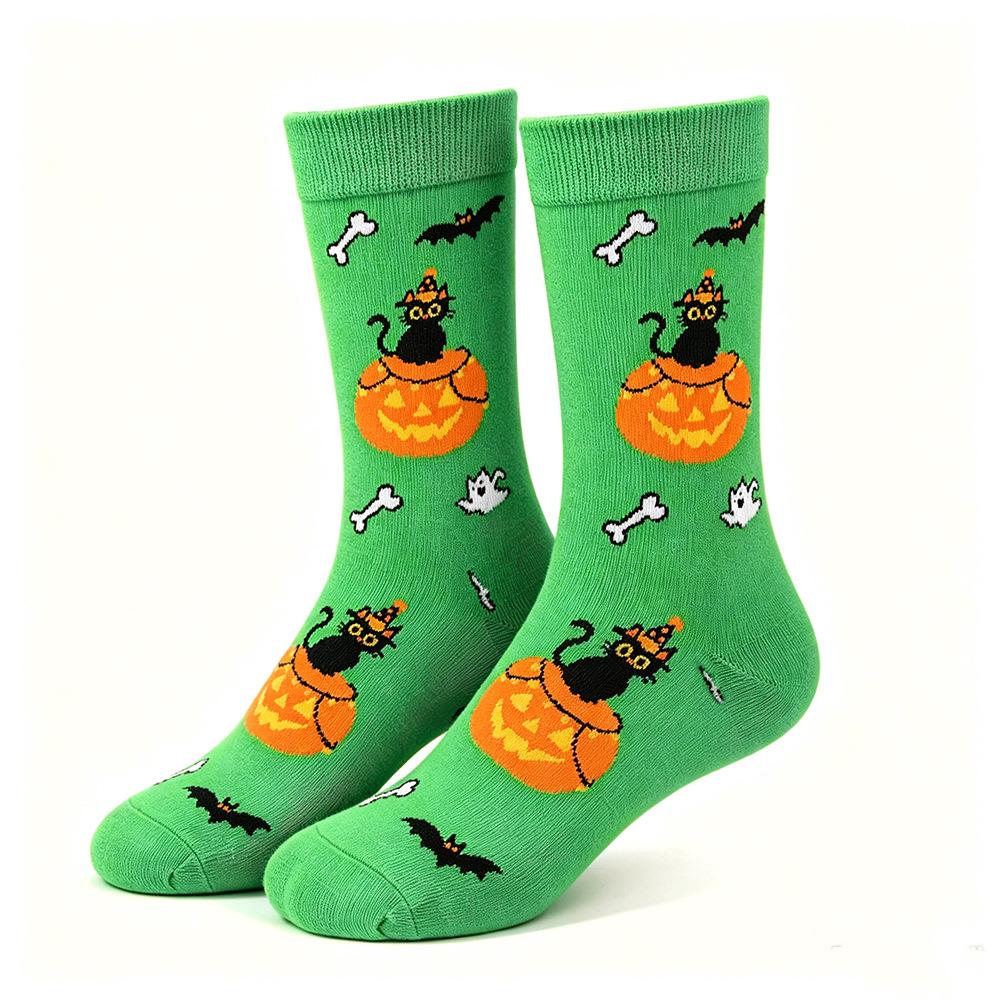 Halloween Men's Women's Autumn Winter New Products Pumpkin Bat Socks Fashionable Comfortable Warm Socks
