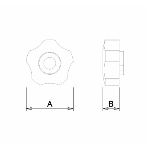 DAIDOHANT Knob Star M6 (Orange) 66 Nylon (Face A) 34 X (Height B) 13mm (1 Piece) 10184629