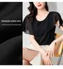 Aiyimaiyi 2023 Summer Chiffon Short-Sleeve Women's Slim Fit Belly-Covering Top