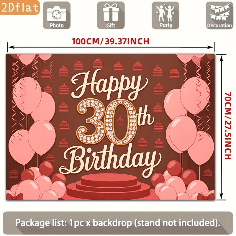 2D plane, 1 piece of pink and brown 30th anniversary diamond balloon cake pattern
