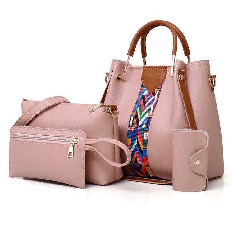2024 Women's Fashion Four-Piece Bag Set: Handbag, Shoulder Bag, Crossbody, and Bucket Bag