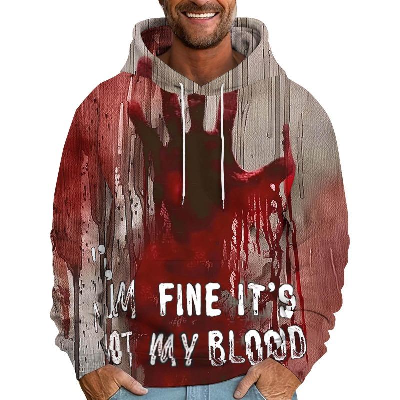 Vintage 3D It'S Not My Blood Bloody Letter Patterns Printed Sweatshirts Hoodies For Men Clothes Y2k Top Pullovers Spring And Autumn Boy Tees Clothing