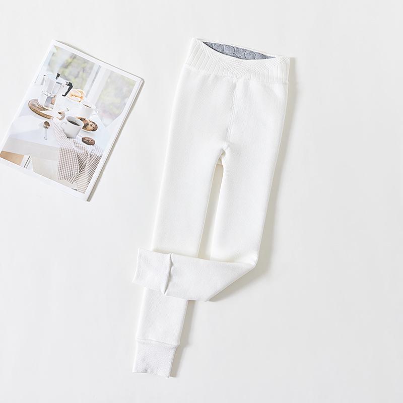 

Girls Fleece-Lined Winter Leggings - Warm, Cotton, Lambswool Waist, Nine-Point Length Open Crotch S/Height 80-95cm