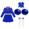 Kids Girls Shiny Cheerleading Costume Schoolgirls Dance Dress Uniform Complete Outfit with Pom Poms for Halloween Party