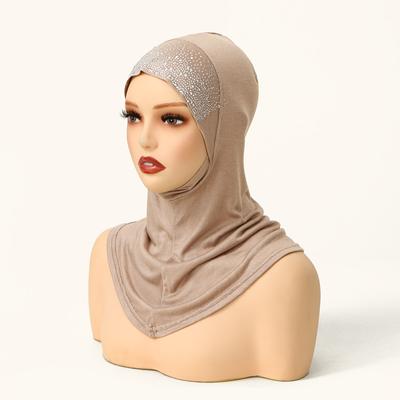 New Jersey Rhinestone Band Instant Hijab Full Cover Neck Turban for Woman Muslim Ready To Wear Hijabs Underscarf Turbante Mujer