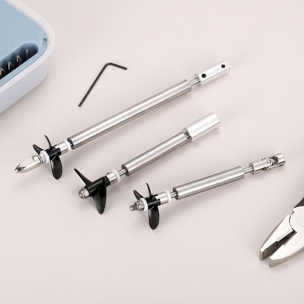 Uxcell Kit de Montagem de Eixo de Transmissão de Barco RC com Hélice e Junta de Acoplamento, Eixo L250mm, Luva L200mm, Três Hélices D36mm, Eixo de Motor 3.17mm