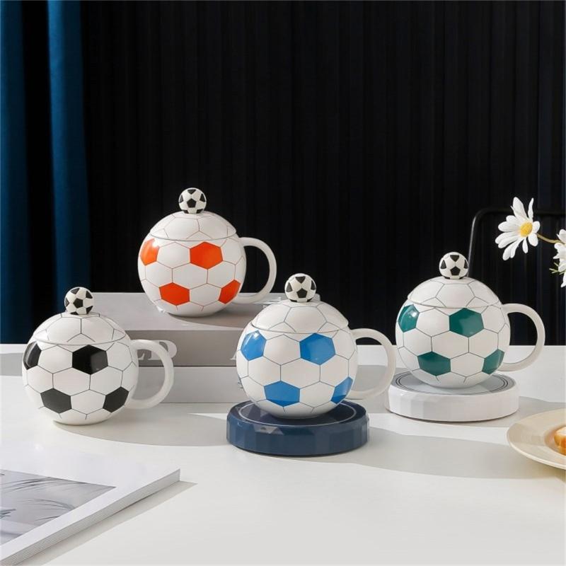 Ceramic Drinking Cup With Soccer Designs 400ml Coffee Mug For Sports Enthusiasts Soccer Theme Drinkware For Home