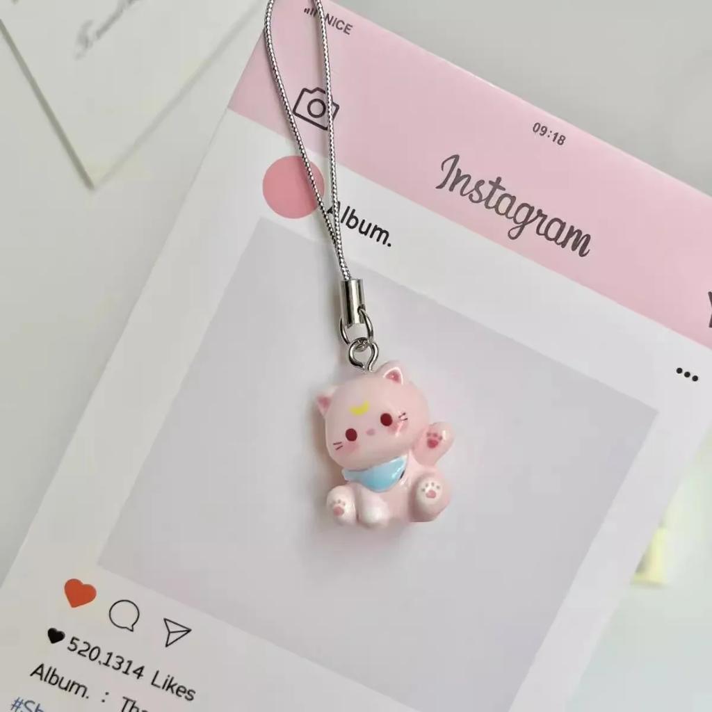 Fashion New Cartoon Small Cat Cute Keychain Phone Chain Resin Keyring Bag Pendant Couple Key Chains Gifts Women for Jewelry