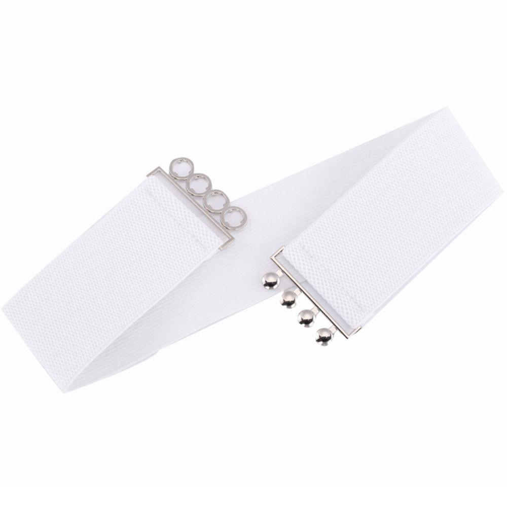 Stretchable Wide Elastic Belt Cinch Dress Cummerbands Metal Buckle Waistband  For Ladies Women